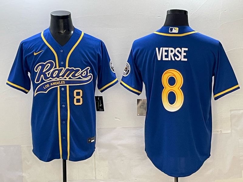 Men Los Angeles Rams 8 Verse Blue Joint Name Nike 2025 Limited NFL Jersey style 02